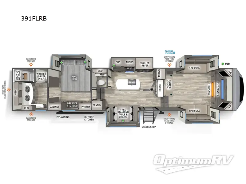 2024 Forest River Sandpiper Luxury 391FLRB RV Floorplan Photo