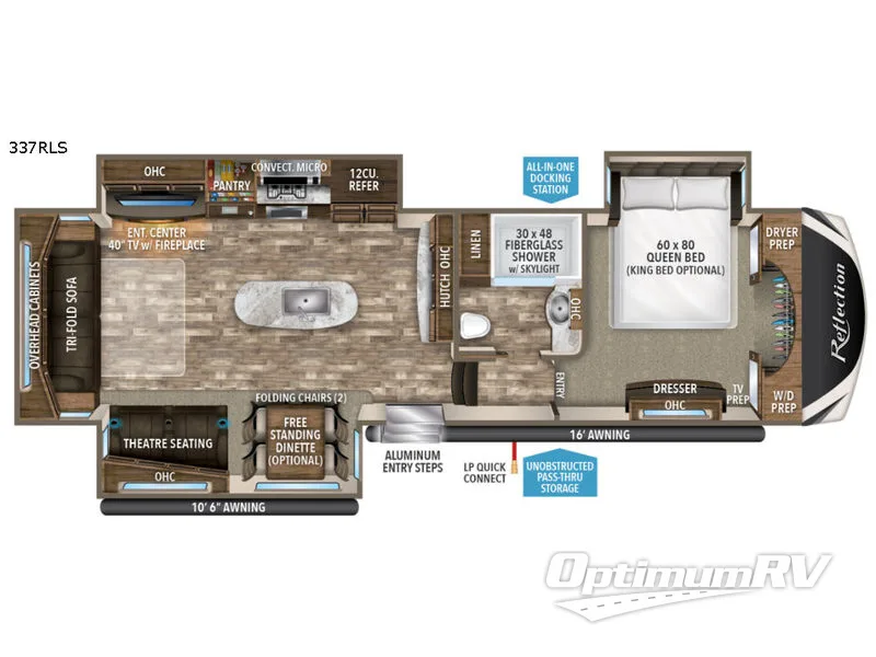 2018 Grand Design Reflection 337RLS Floorplan Photo