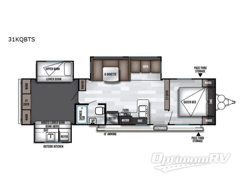 2019 Forest River Salem 31KQBTS RV Floorplan Photo