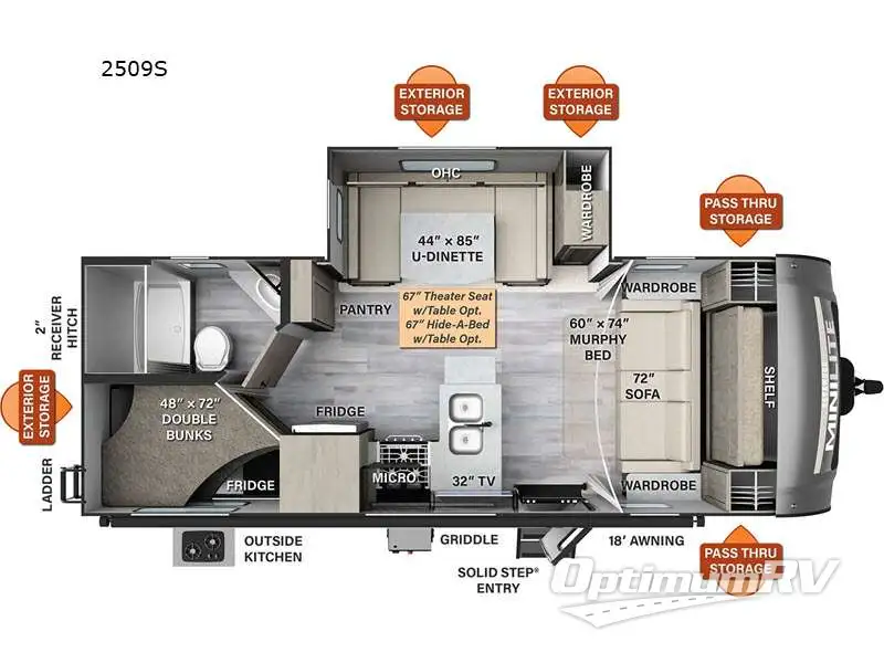 2023 Forest River Rockwood Mini Lite 2509S Floorplan Photo