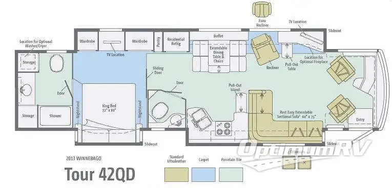 2013 Winnebago Tour 42QD Floorplan Photo