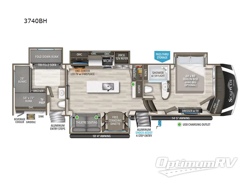 2023 Grand Design Solitude S-Class 3740BH Floorplan Photo