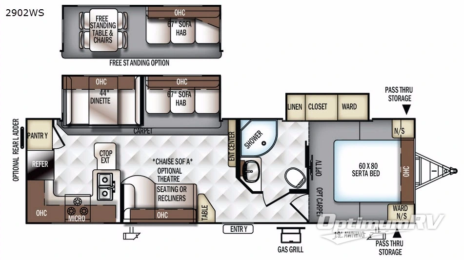 2017 Forest River Rockwood Ultra Lite 2902WS Floorplan Photo
