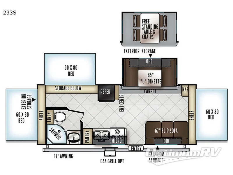 2018 Forest River Rockwood Roo 233S Floorplan Photo