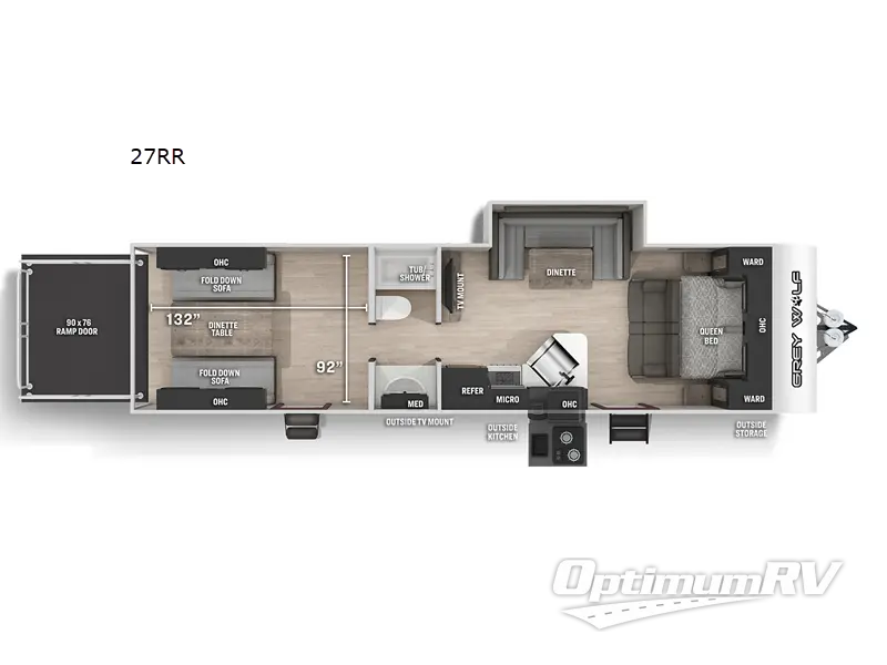2022 Forest River Cherokee Grey Wolf 27RR Floorplan Photo