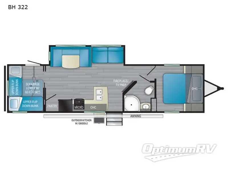 2022 Heartland Pioneer BH 322 RV Floorplan Photo