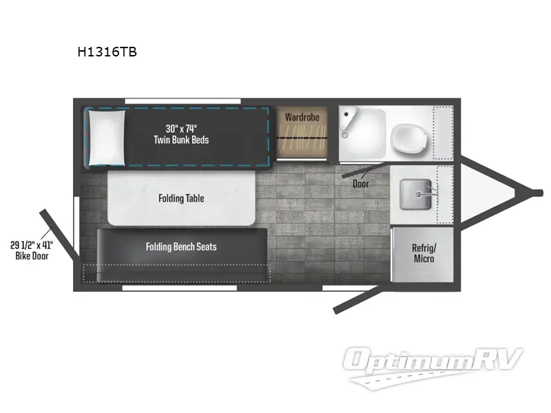 2023 Winnebago Towables Hike 1316TB RV Floorplan Photo