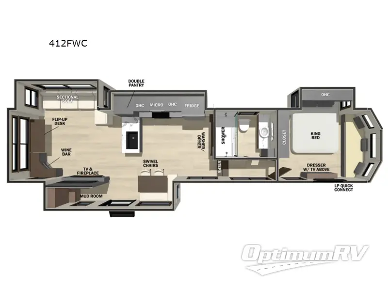 2026 Forest River Cedar Creek Cottage Fifth Wheels 412FWC Floorplan Photo