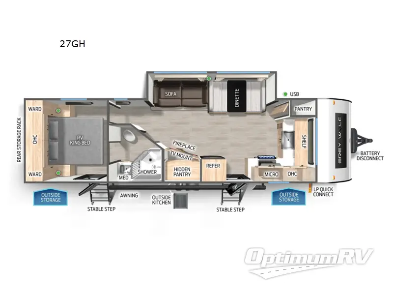 2025 Forest River Cherokee Grey Wolf 27GH Floorplan Photo