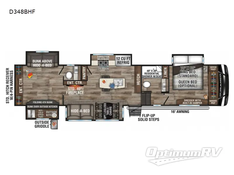2021 KZ Durango D348BHF RV Floorplan Photo