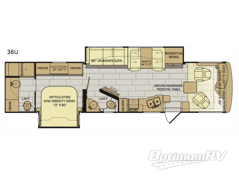 2018 Fleetwood Pace Arrow 36U RV Floorplan Photo