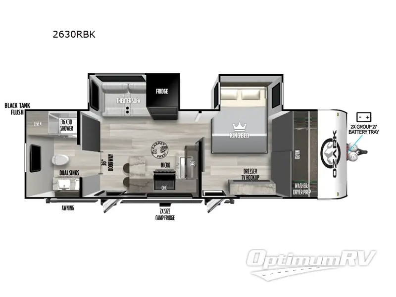 2025 Forest River Ozark 2630RBK Floorplan Photo