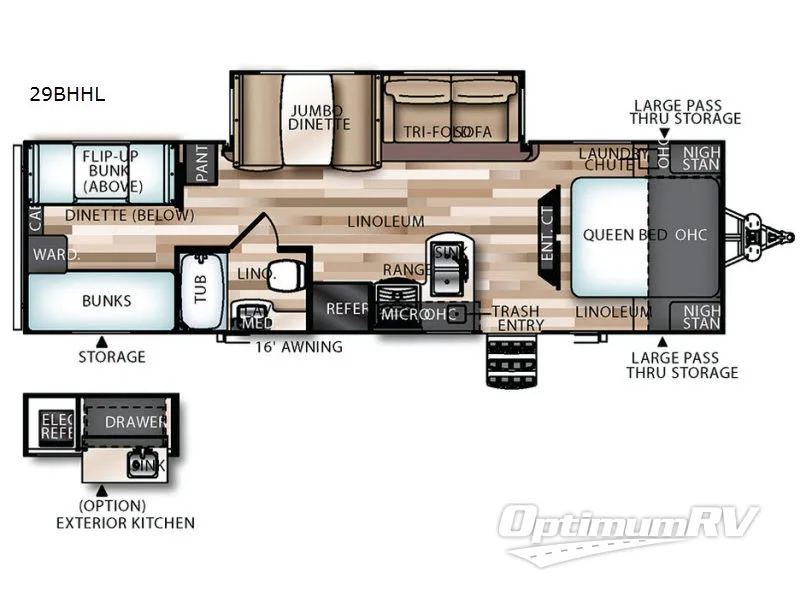 2017 Forest River Salem Hemisphere Hyper-Lyte 29BHHL RV Floorplan Photo