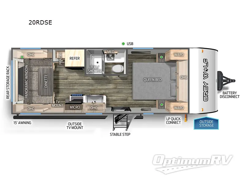 2024 Forest River Cherokee Grey Wolf 20RDSE RV Floorplan Photo