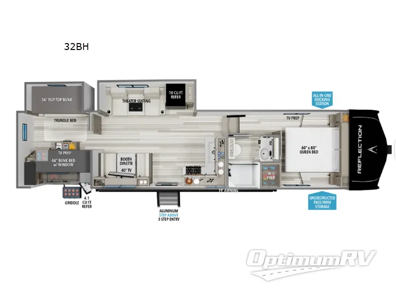 2026 Grand Design Reflection 100 Series 32BH RV Floorplan Photo
