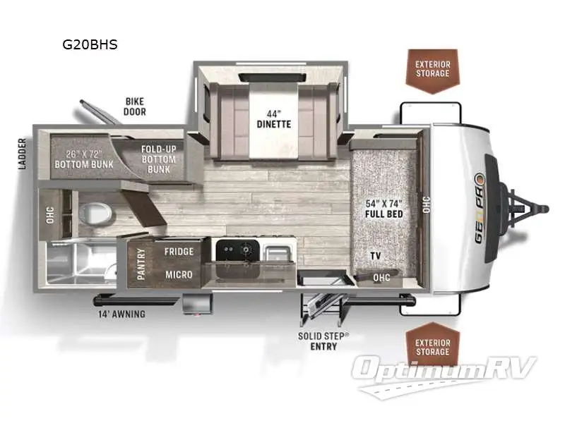2023 Forest River Rockwood GEO Pro 20BHS RV Floorplan Photo