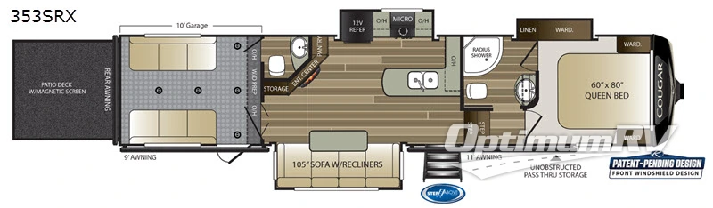 2020 Keystone Cougar 353SRX Floorplan Photo