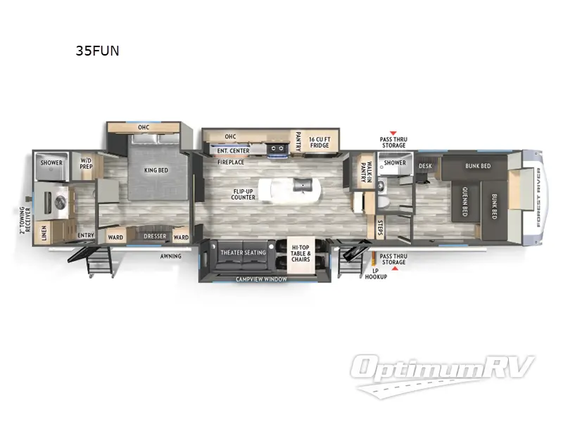2025 Forest River Wildcat 35FUN Floorplan Photo