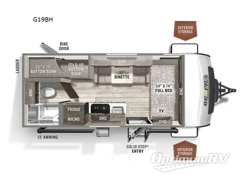2021 Forest River Rockwood GEO Pro G19BH RV Floorplan Photo