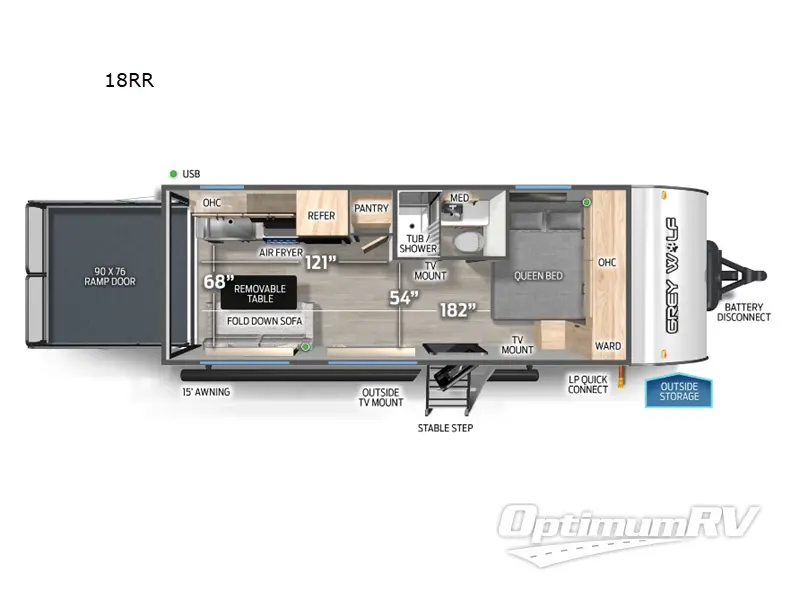 2026 Forest River Cherokee Grey Wolf 18RR RV Floorplan Photo