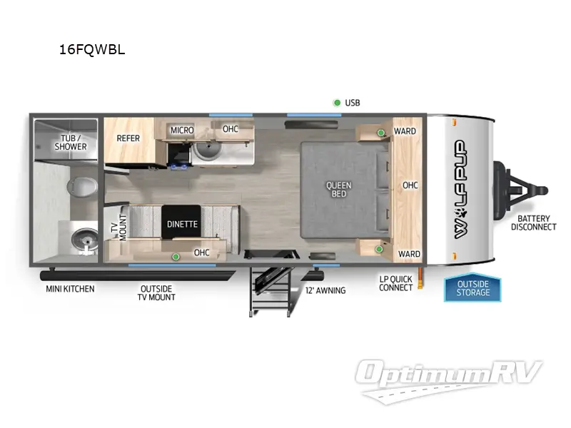 2025 Forest River Cherokee Wolf Pup Black Label 16FQWBL Floorplan Photo