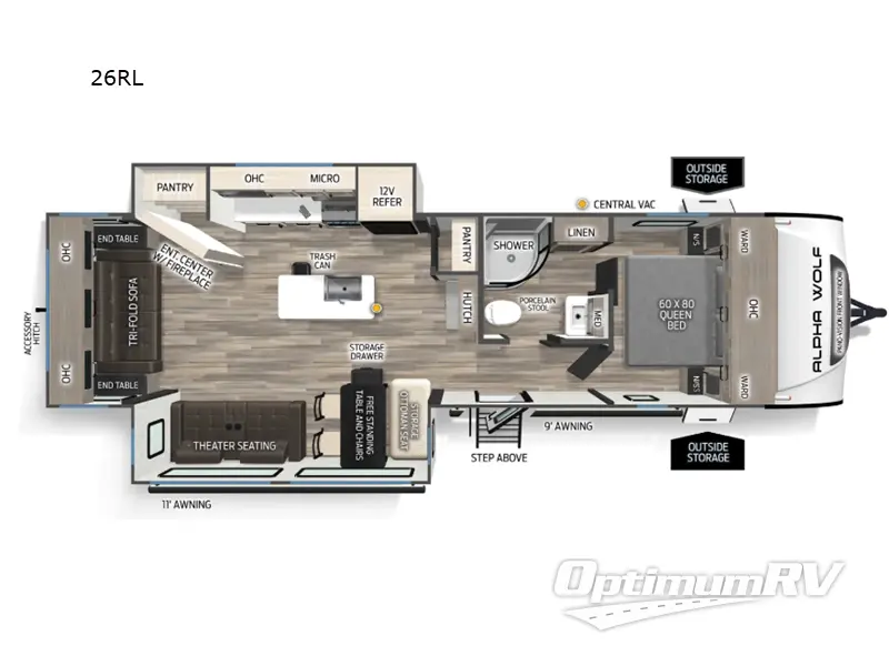 2026 Forest River Cherokee Alpha Wolf 26RL Floorplan Photo