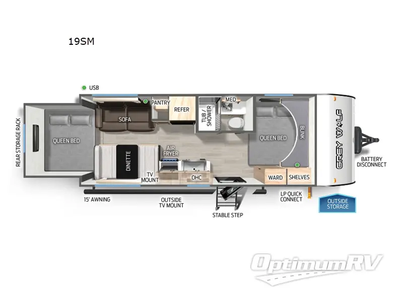 2026 Forest River Cherokee Grey Wolf 19SM RV Floorplan Photo