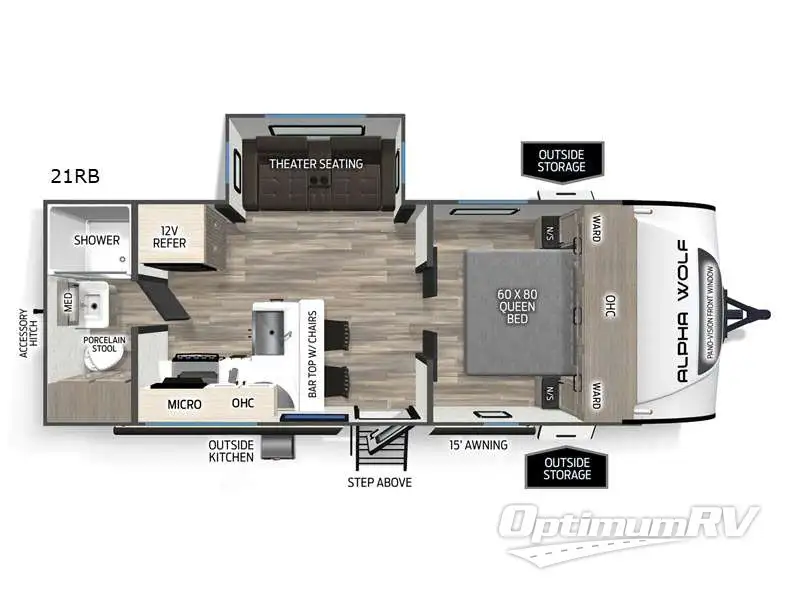 2026 Forest River Cherokee Alpha Wolf 21RB RV Floorplan Photo