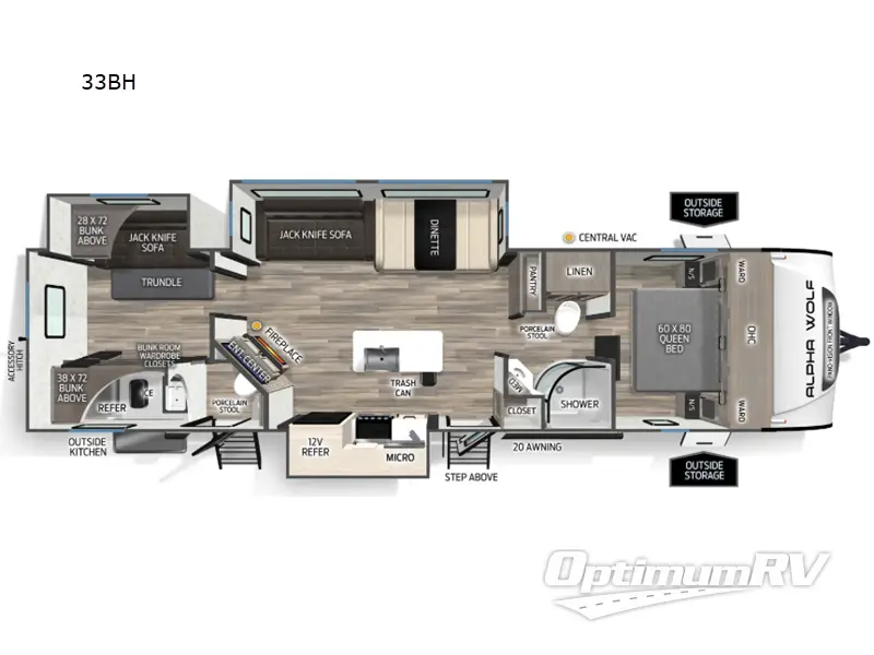 2026 Forest River Cherokee Alpha Wolf 33BH RV Floorplan Photo