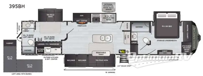 2021 Keystone Avalanche 395BH RV Floorplan Photo