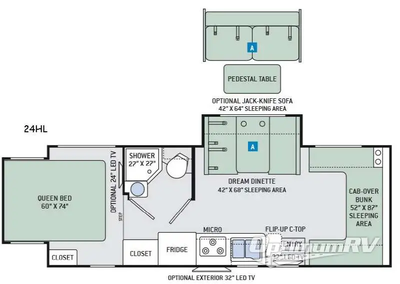 2017 Thor Four Winds Sprinter 24HL RV Floorplan Photo