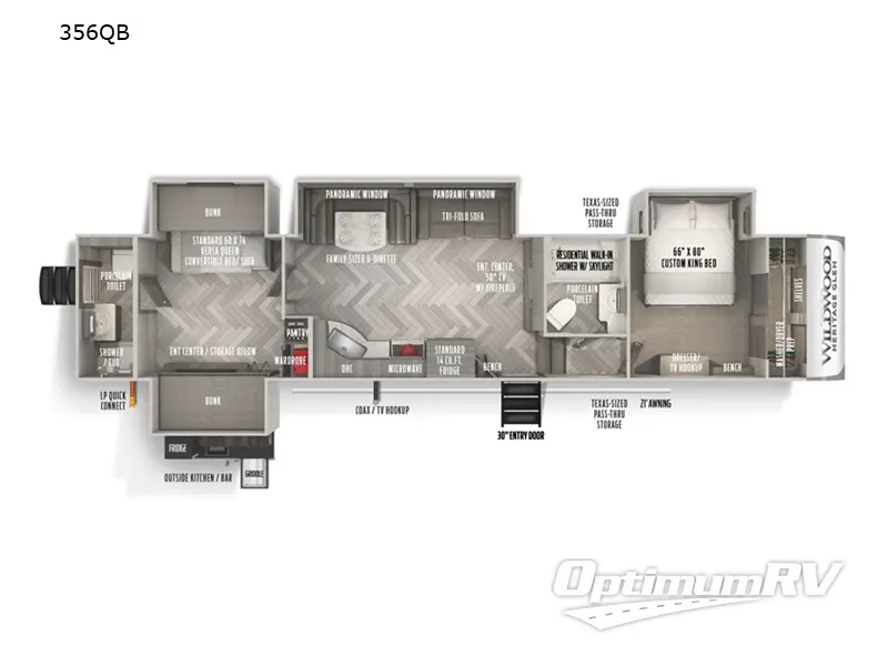 2022 Forest River Wildwood Heritage Glen 356QB RV Floorplan Photo