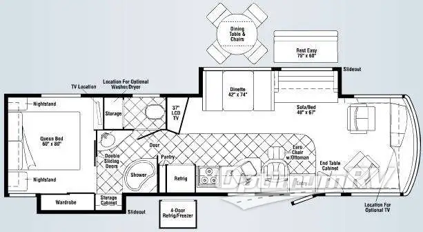 2009 Winnebago Destination 37G RV Floorplan Photo