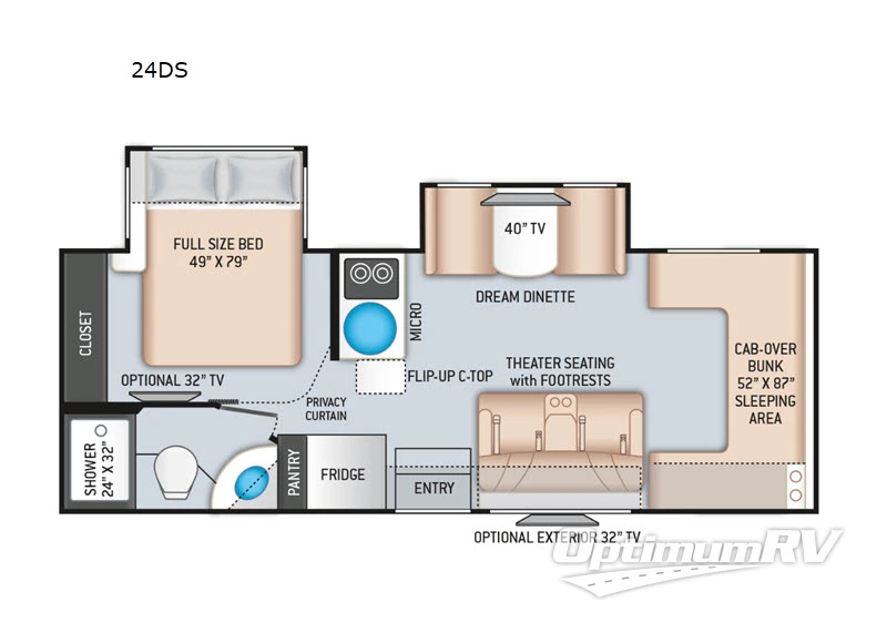 2020 Thor Four Winds Sprinter 24DS Floorplan Photo