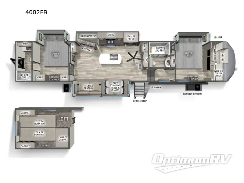 2024 Forest River Sandpiper 4002FB RV Floorplan Photo