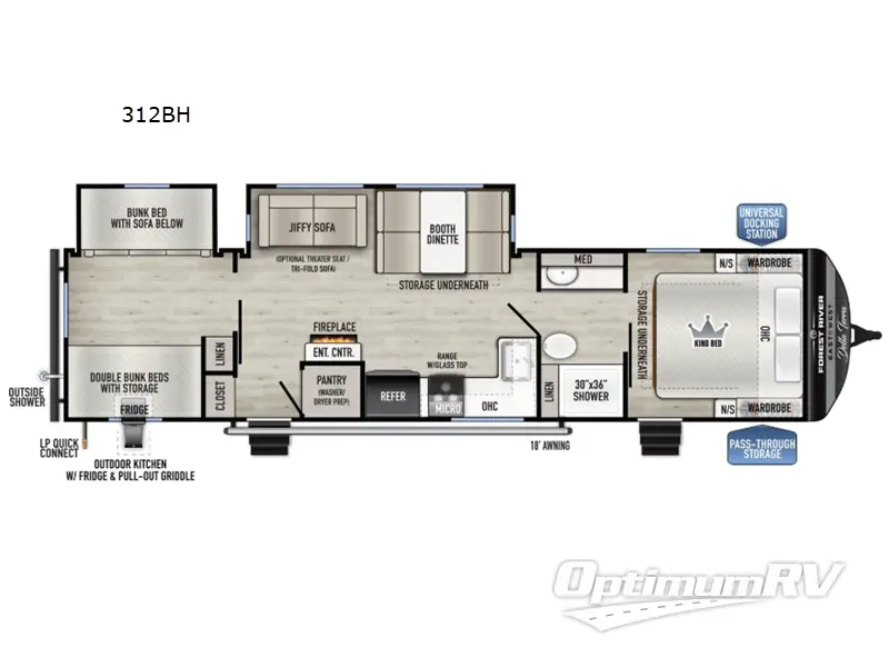 2026 East To West Della Terra 312BH RV Floorplan Photo
