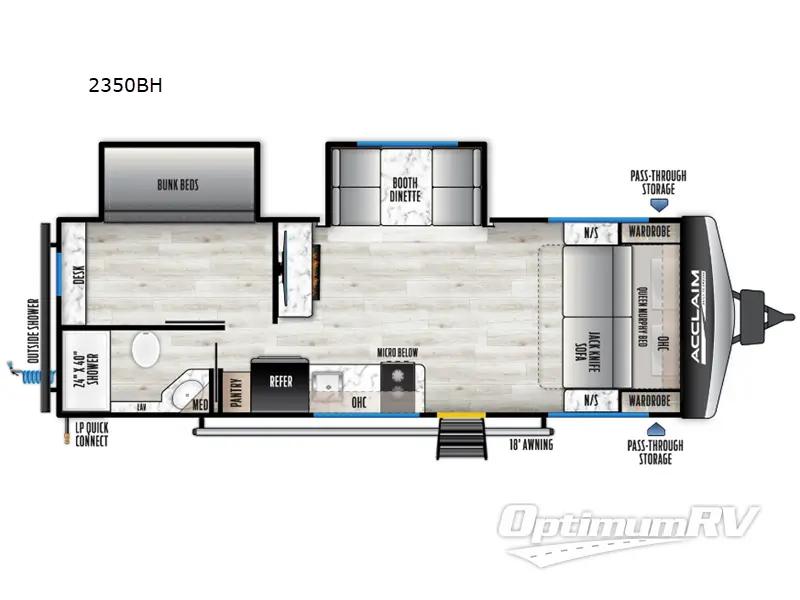 2026 East To West Acclaim 2350BH RV Floorplan Photo