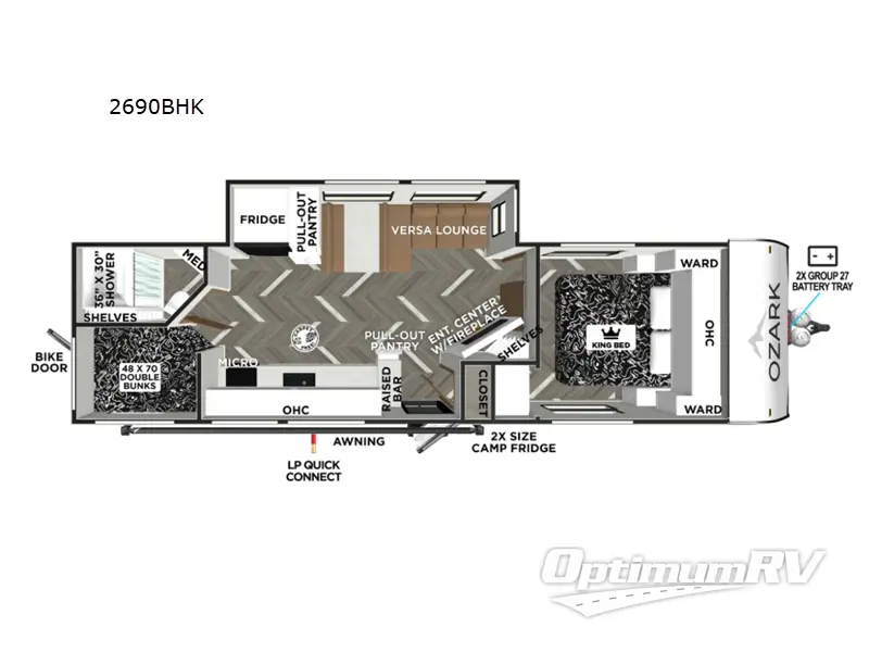 2026 Forest River Ozark 2690BHK RV Floorplan Photo