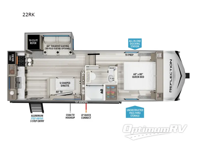 2026 Grand Design Reflection 100 Series 22RK RV Floorplan Photo
