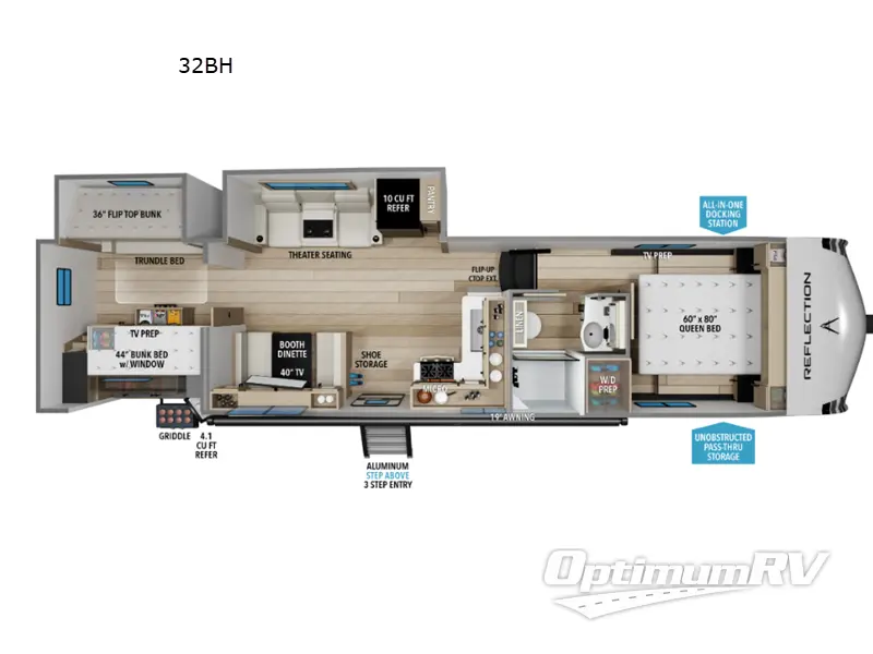 2027 Grand Design Reflection 100 Series 32BH RV Floorplan Photo