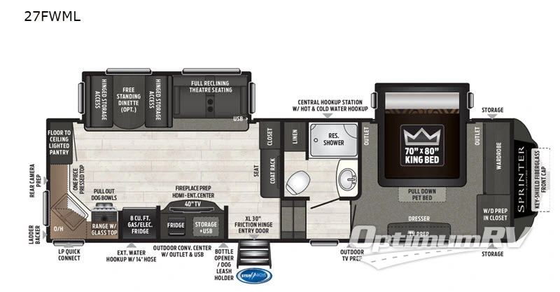2020 Keystone Sprinter Campfire Edition 27FWML RV Floorplan Photo