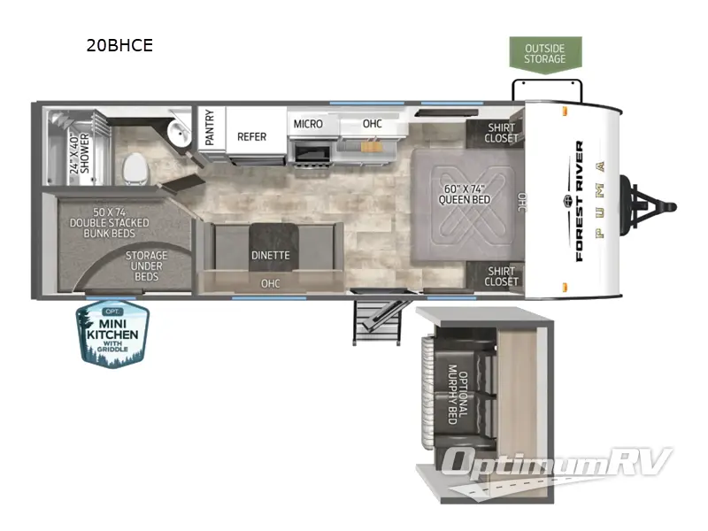 2026 Forest River Puma Camping Edition 20BHCE Floorplan Photo