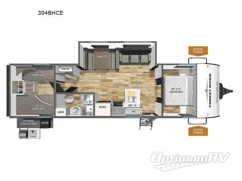 2026 Forest River Puma Camping Edition 304BHCE RV Floorplan Photo
