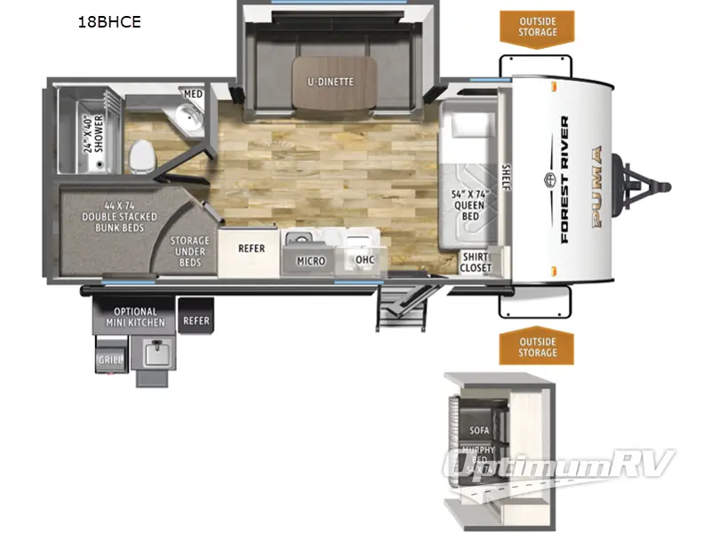2026 Forest River Puma Camping Edition 18BHCE Floorplan Photo