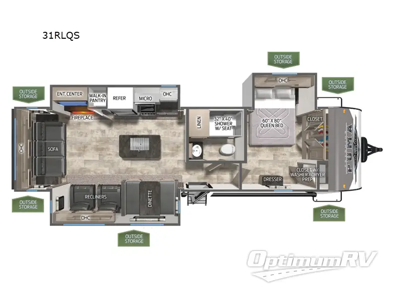 2024 Palomino Puma 31RLQS RV Floorplan Photo