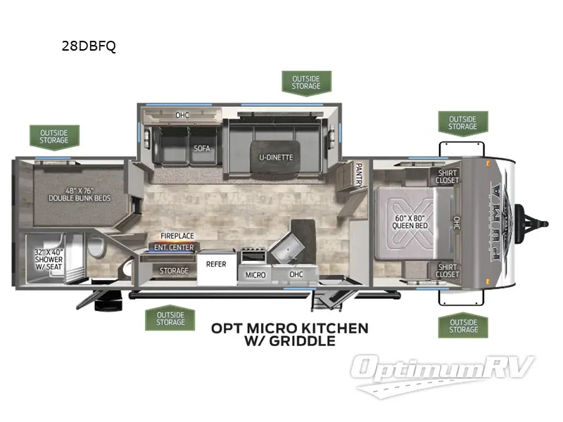 2024 Palomino Puma 28DBFQ RV Floorplan Photo