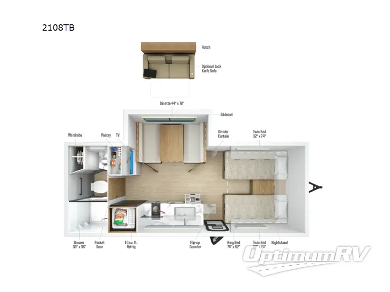 2027 Winnebago Micro Minnie 2108TB RV Floorplan Photo