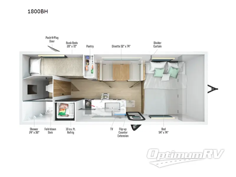 2027 Winnebago Micro Minnie 1800BH Floorplan Photo