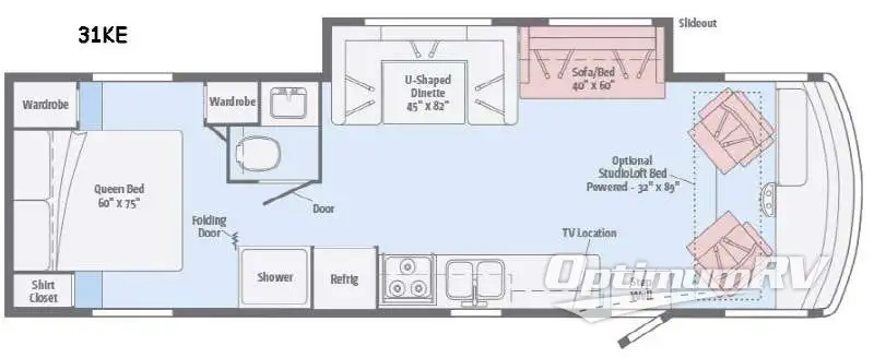 2016 Winnebago Vista 31KE RV Floorplan Photo