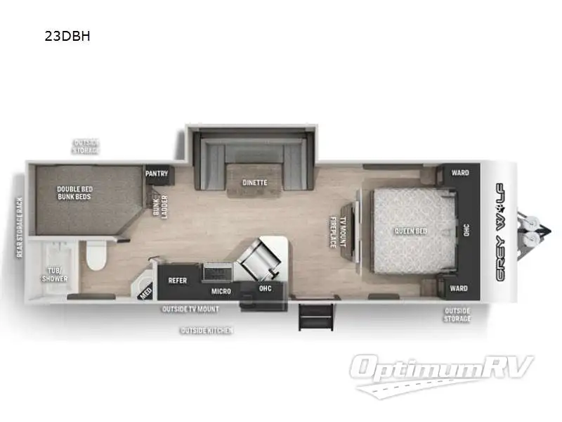 2022 Forest River Cherokee Grey Wolf 23DBH RV Floorplan Photo